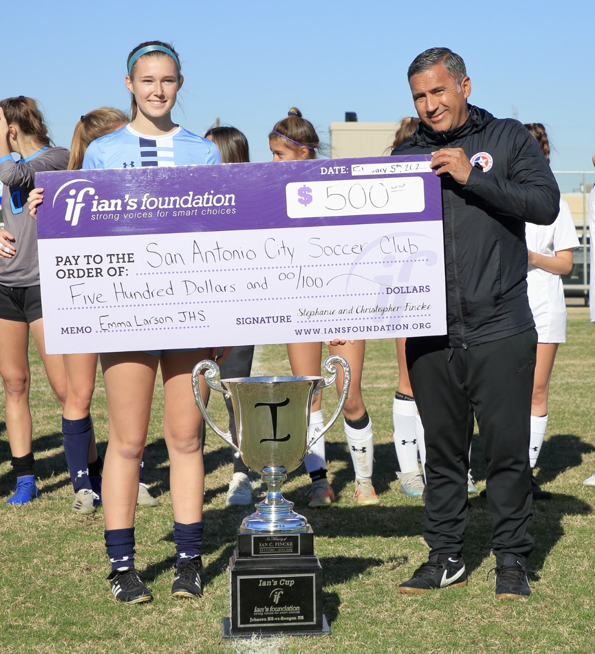 Emma Larson and San Antonio City City Soccer Club Donation